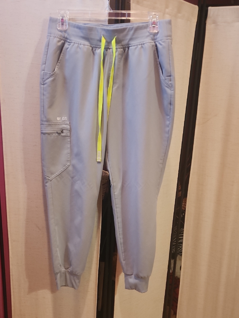 FIGS Sliver ARROW Jogger Pants with Neon Cord